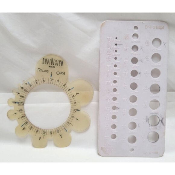 Lot of 7 Vintage Drafting Tools Radius Guides Rulers Lettering Aid Drill Gauge - Picture 4 of 9